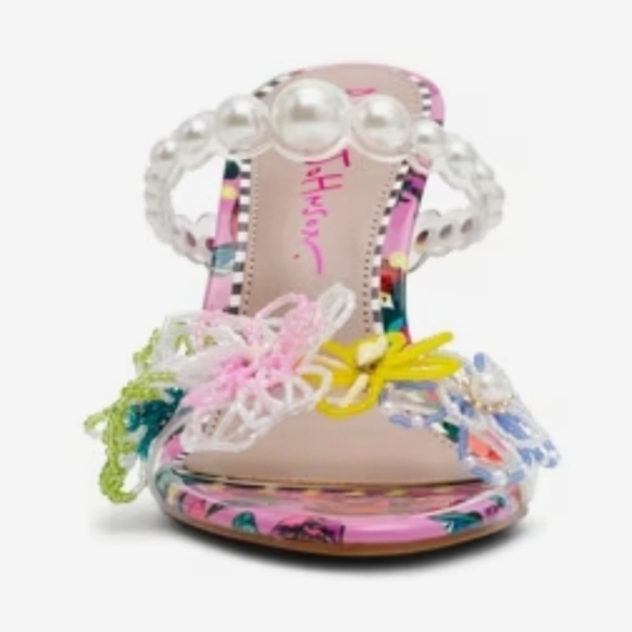 💕🔹️Betsey Johnson🔹️berry Multi Goldiee embellished Heeled Sandals - Picture 4 of 8
